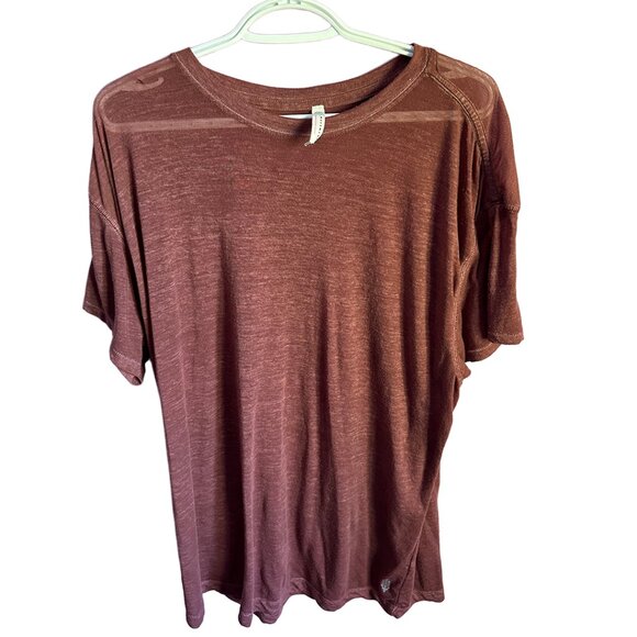free people mesh gym athletic wear burgundy shirt - Picture 1 of 4